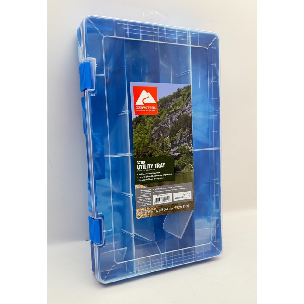 Ozark Trail 3700 Utility Tray Tackle Box Organizer Blue Swirl 18 Compartment